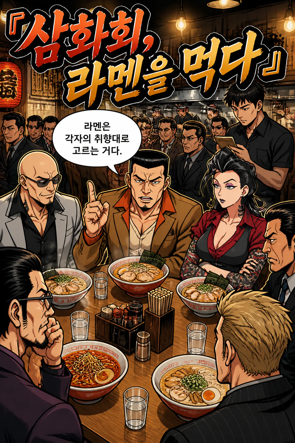 삼화회 식구들 대형 라멘 전문점에서 각 각 좋아하는 라멘을 먹다