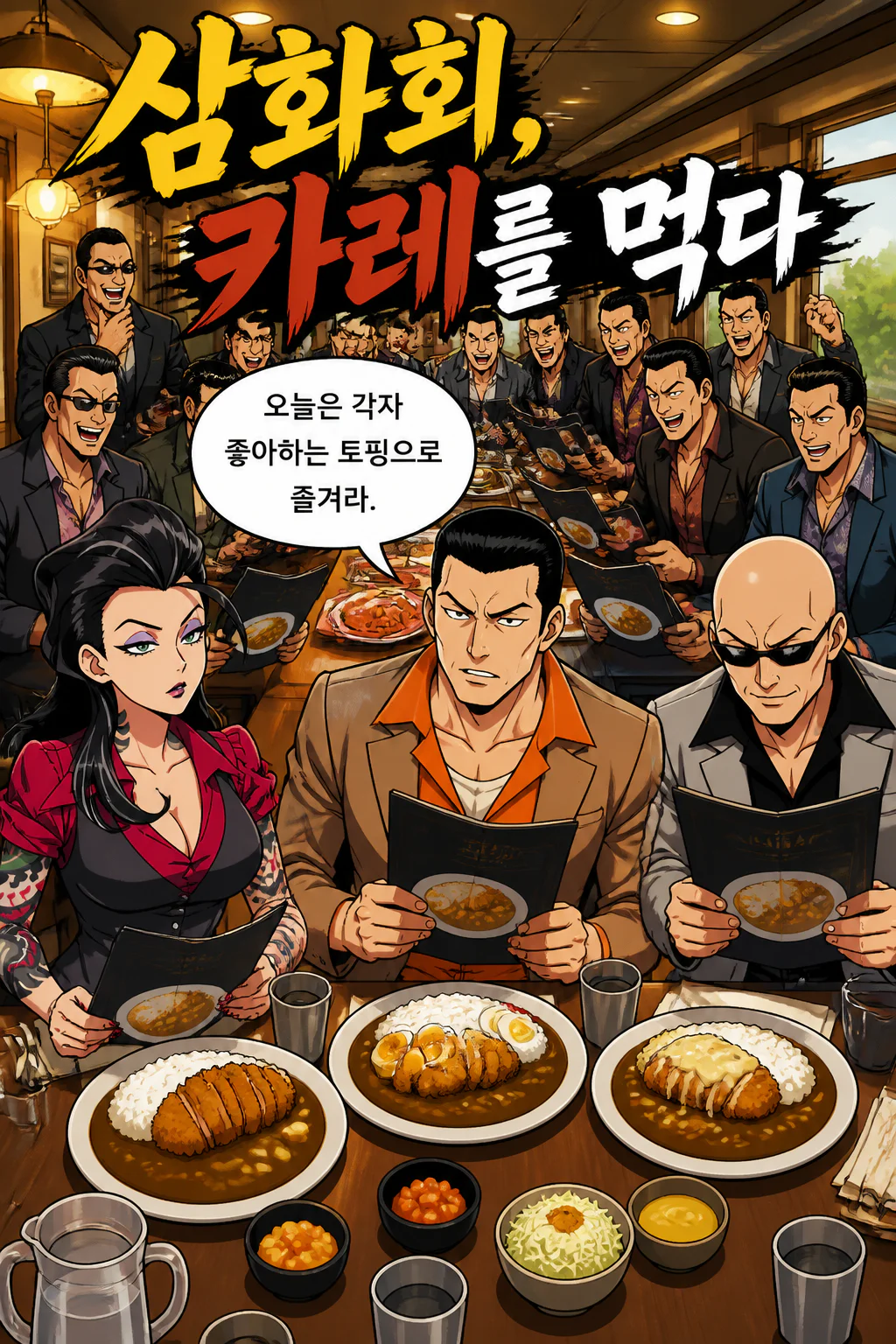 삼화회 식구들 대형 카레라이스 전문점에서 카레라이스를 먹다