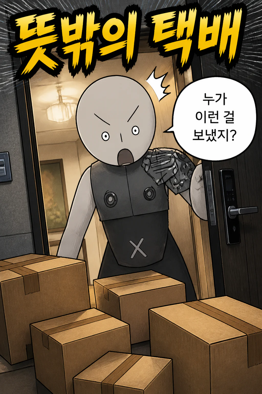 삼화회 부하가 자신이 사는 고급 아파트 호실에 대한민국에서 북두칠성파 두목이 보낸 라면,과자,음료수,햄통조림,참치 통조림 등 다양한 물품이 들어간 택배를 받다