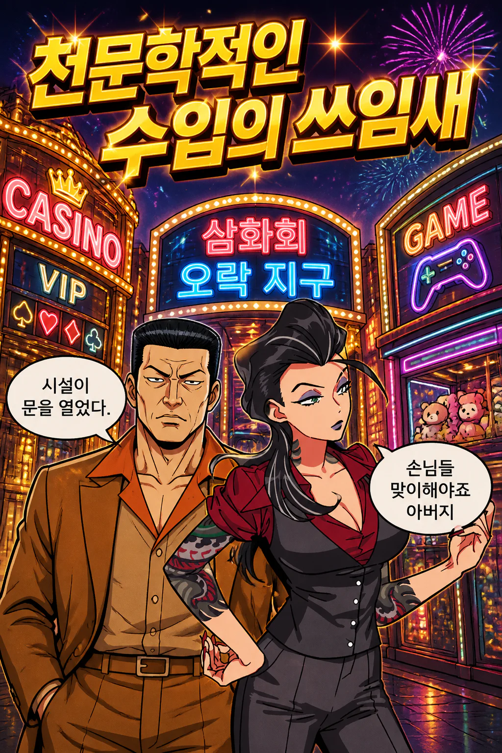 삼화회 식구들 이케부쿠로의 빈 땅에 세운 카지노와 도박을 못하는 사람들을 위한 오락실의 천문학적인 액수의 수입 일부를 세금 납부에 쓰다