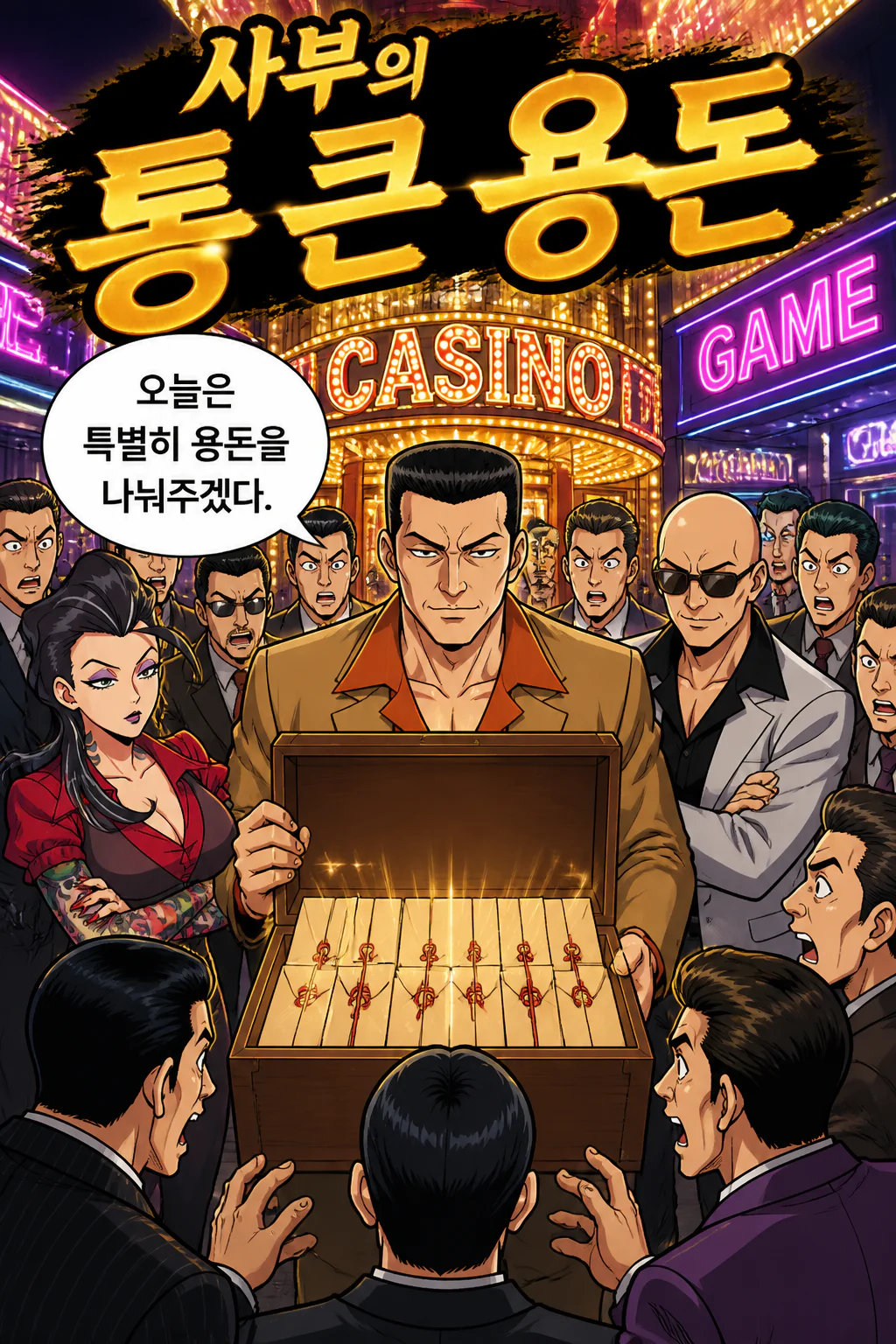 사부가 사부코와 조직원들에게 통 크게 용돈을 주다