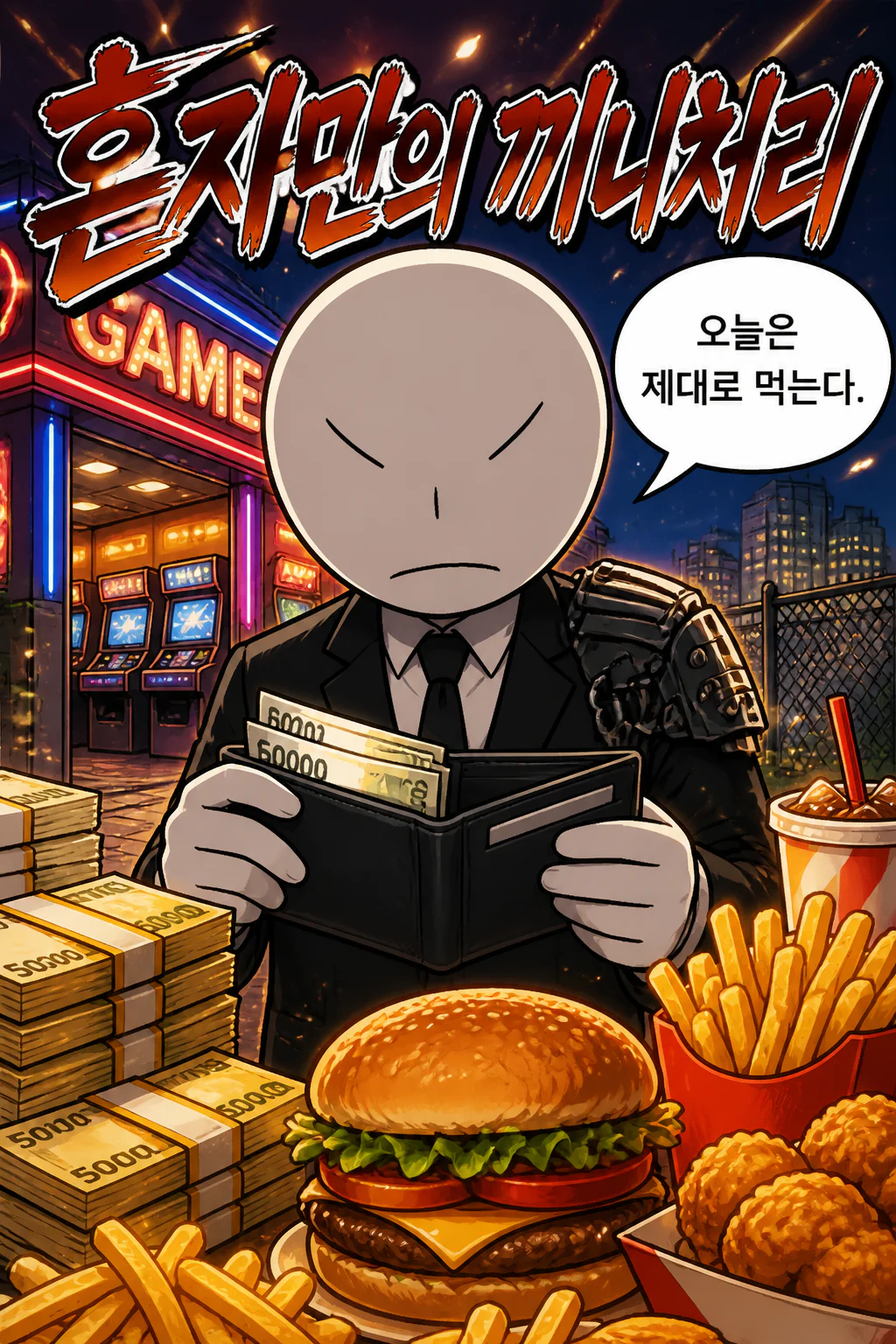 삼화회 부하의 혼자만의 끼니처리 일본 맥도날드의 필레오피쉬를 제외한 빅맥을 포함한 모든 레귤러 햄버거들과 프렌치 프라이 라지 그리고 콜라 라지를 먹다