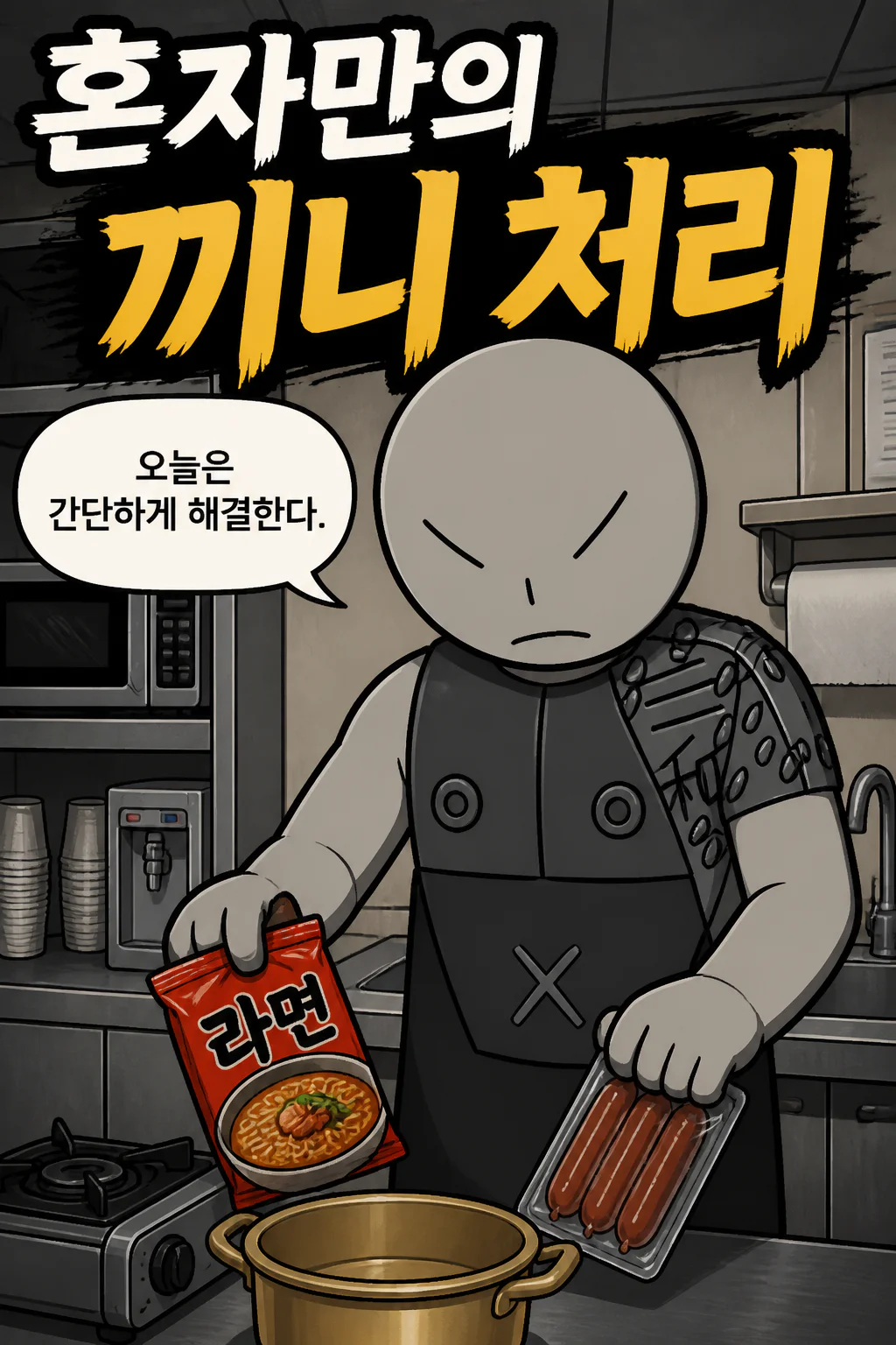 삼화회 부하의 혼자만의 끼니 처리 프랑크 소시지를 넣은 조국의 맛 육개장 봉지라면