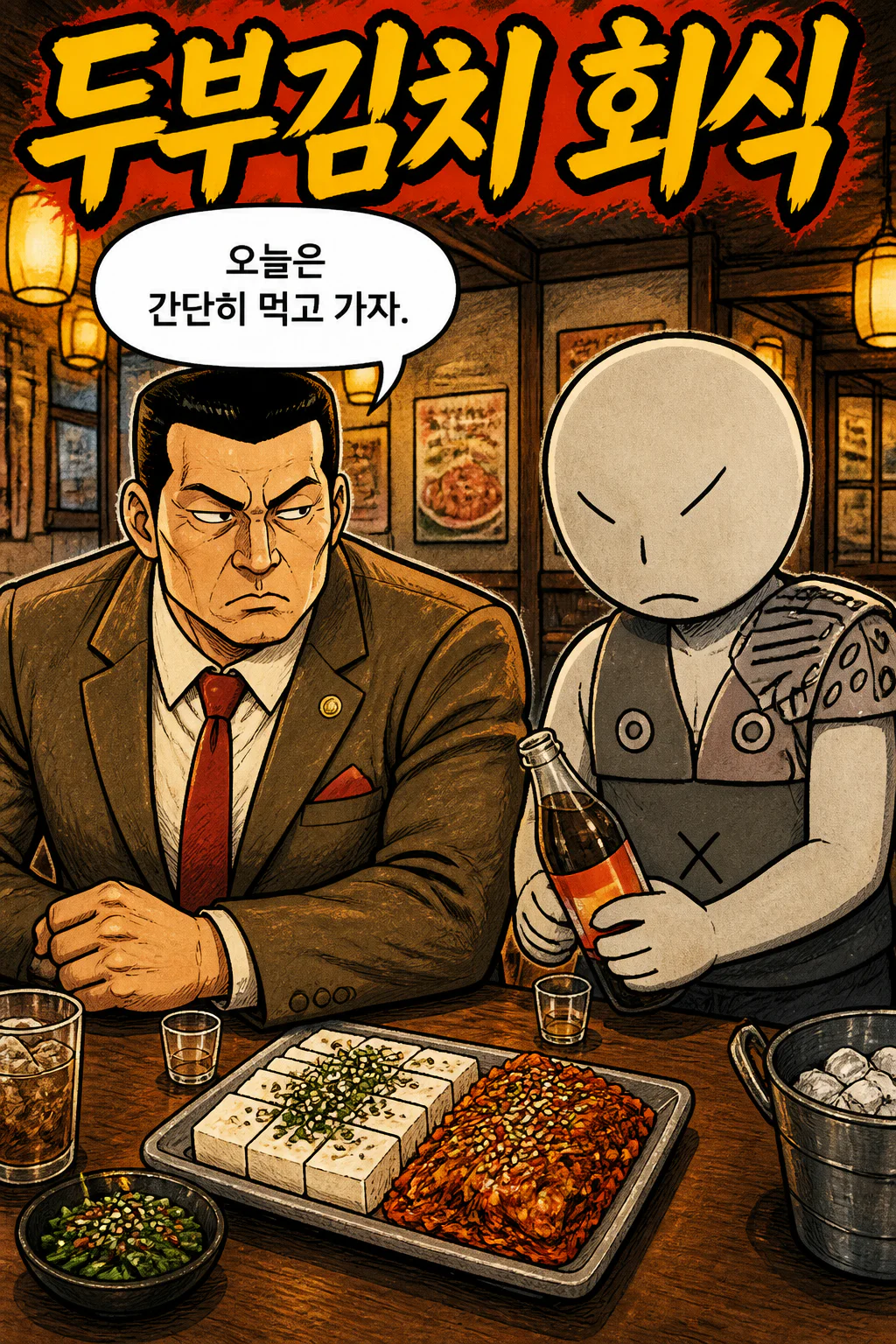 삼화회 부하 사부와 함께 한국식 이자카야에서 두부김치