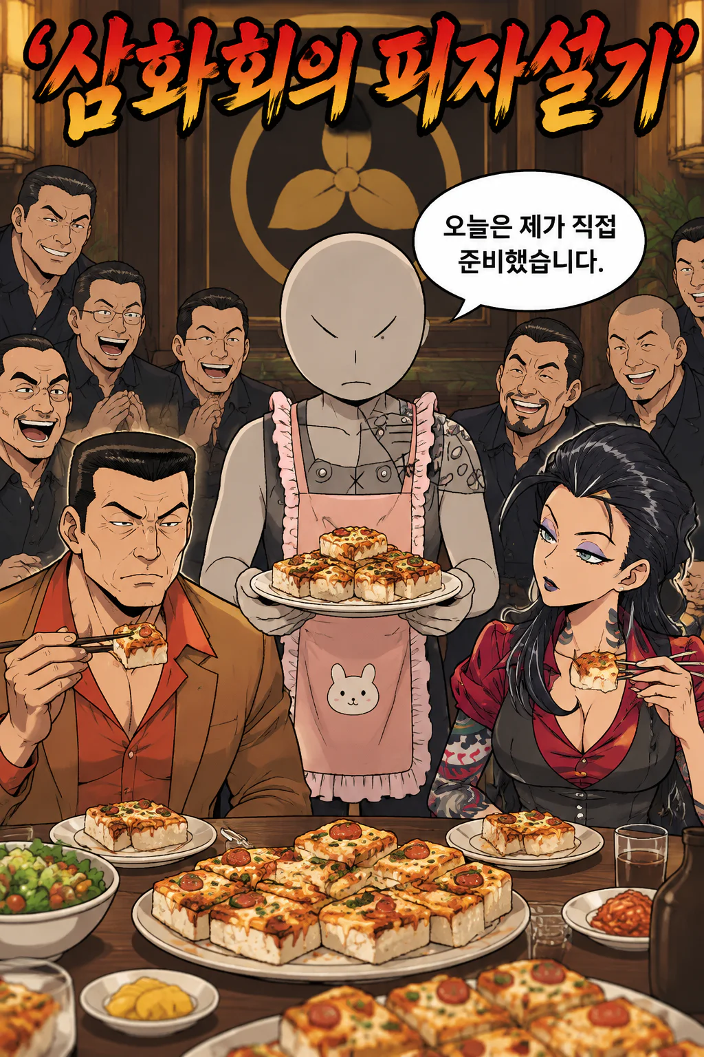삼화회 부하 삼화회 식구들에게 피자설기를 대접하다