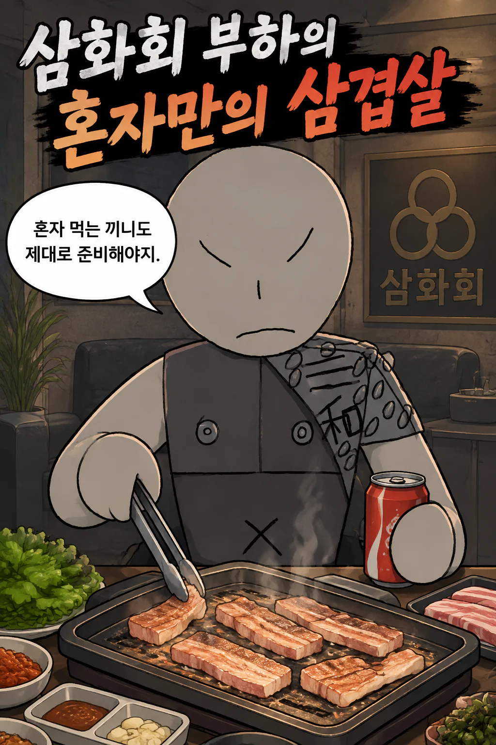 삼화회 부하의 혼자만의 끼니처리 삼겹살 구이에 쌈장