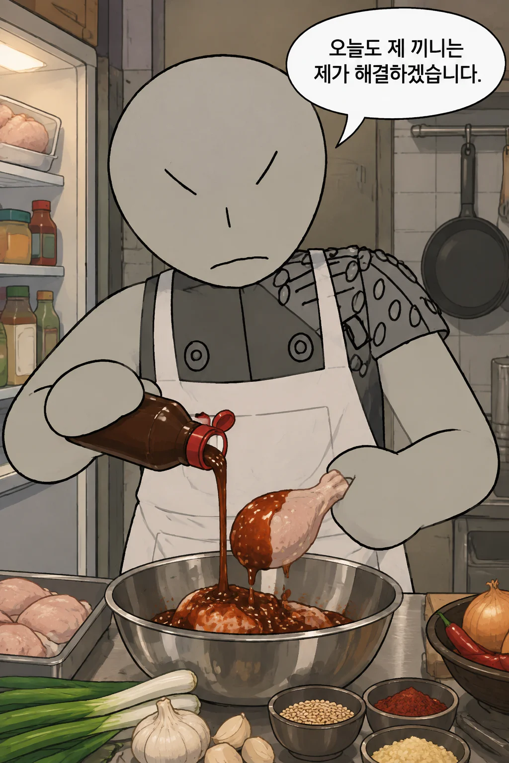 삼화회 부하의 혼자만의 끼니처리 갈비맛 양념치킨