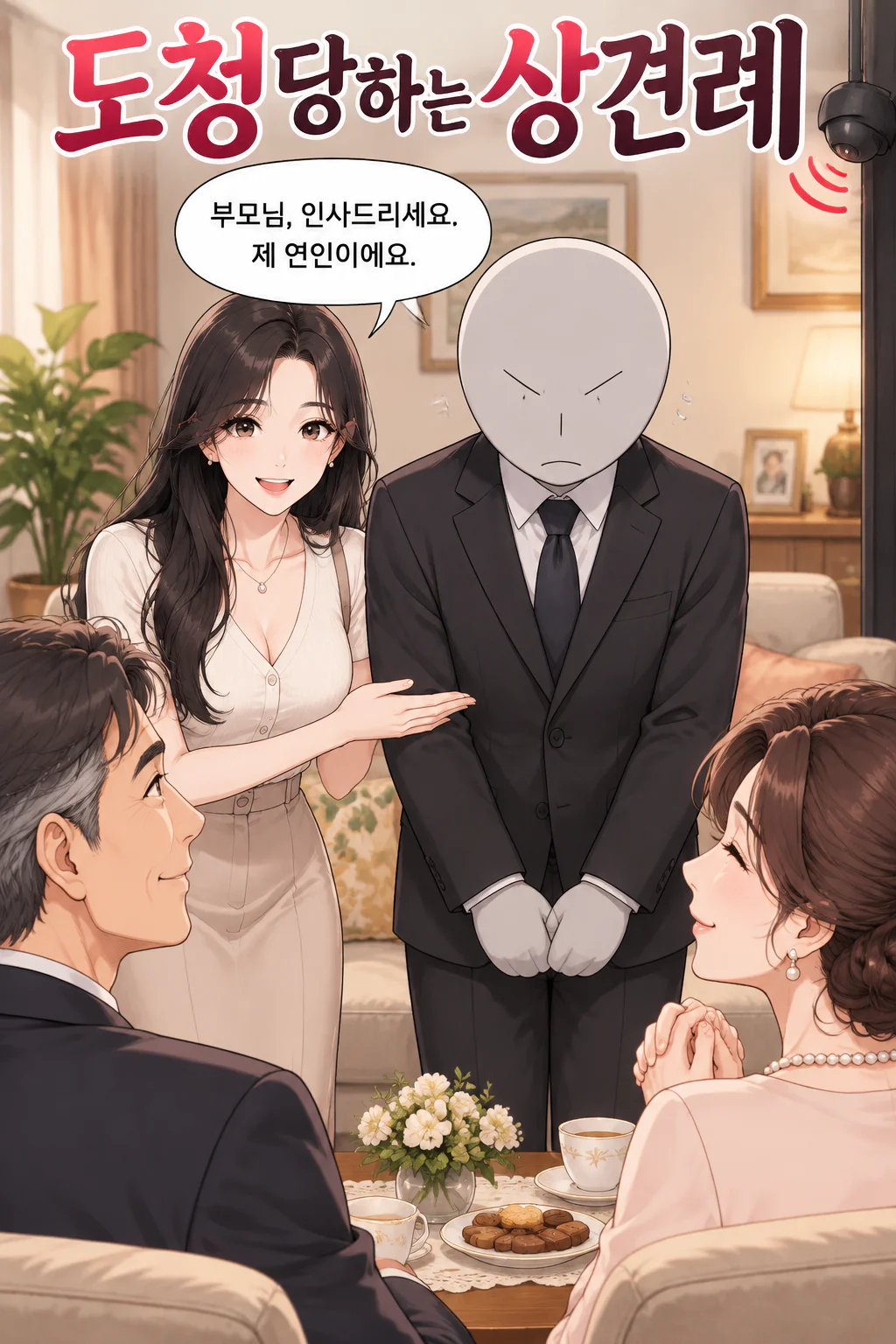 미래의 연인이 연인의 부모님에게 삼화회 부하를 소개하던 중 사부를 비롯한 삼화회 식구들에 의해 대화내용이 도청되다
