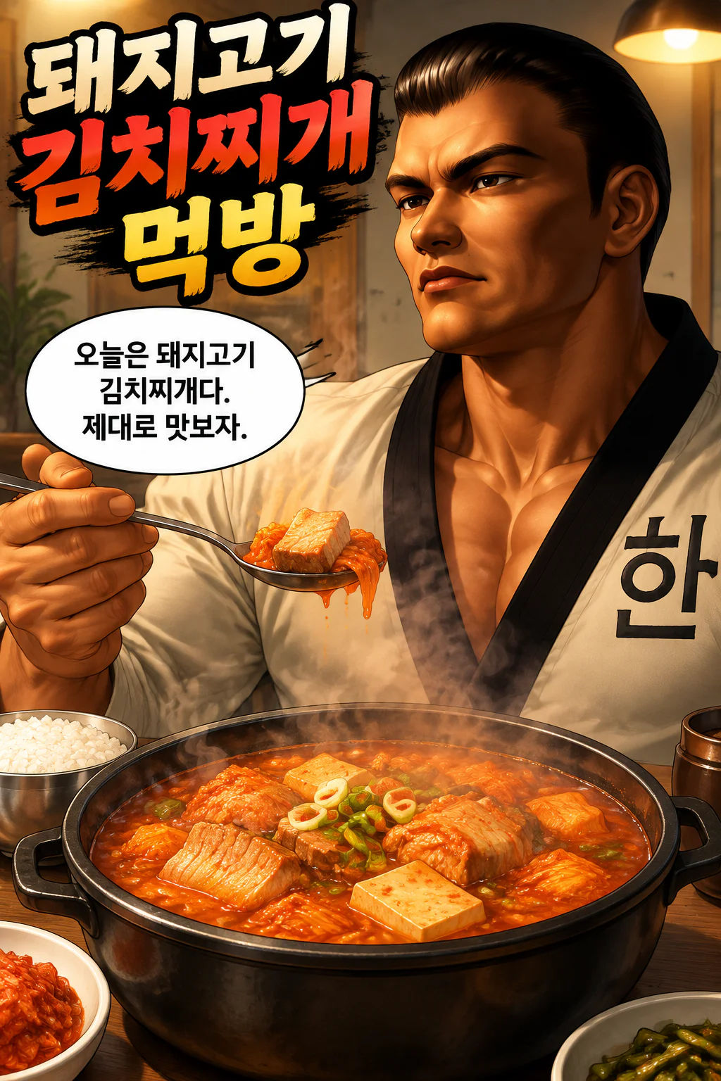 백두산의 돼지고기 김치찌개 먹방
