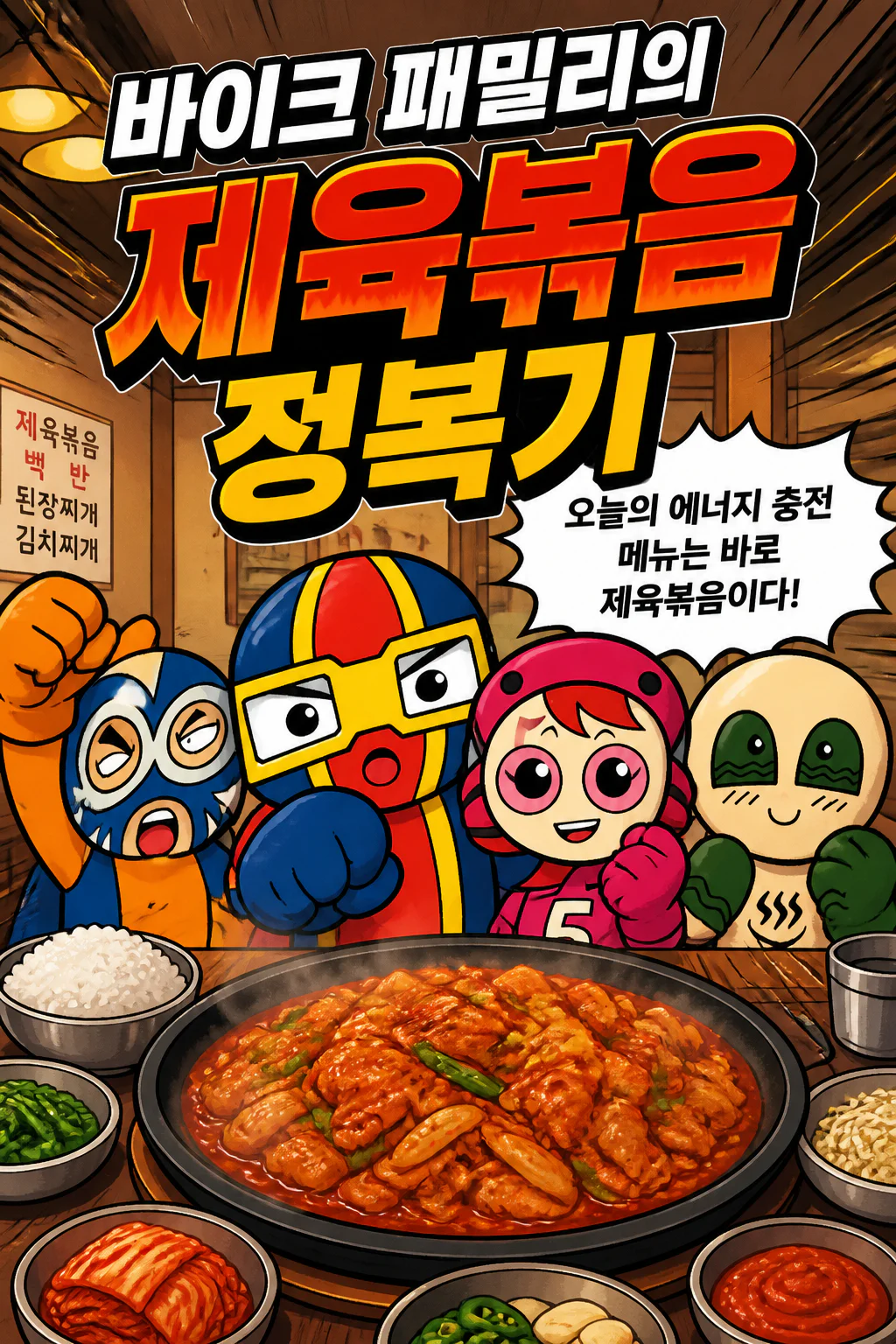 바이크 패밀리 제육볶음을 먹다