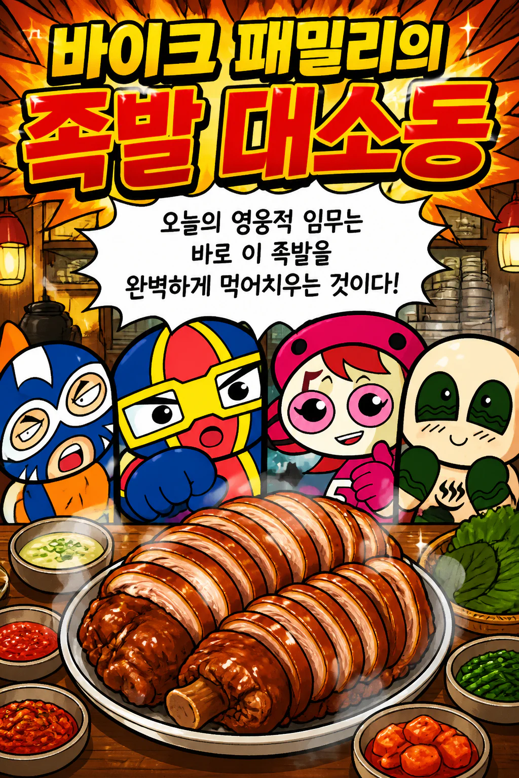 바이크맨 패밀리 족발을 먹다