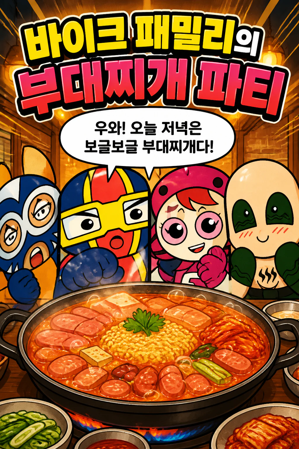 바이크 패밀리 부대찌개를 먹다