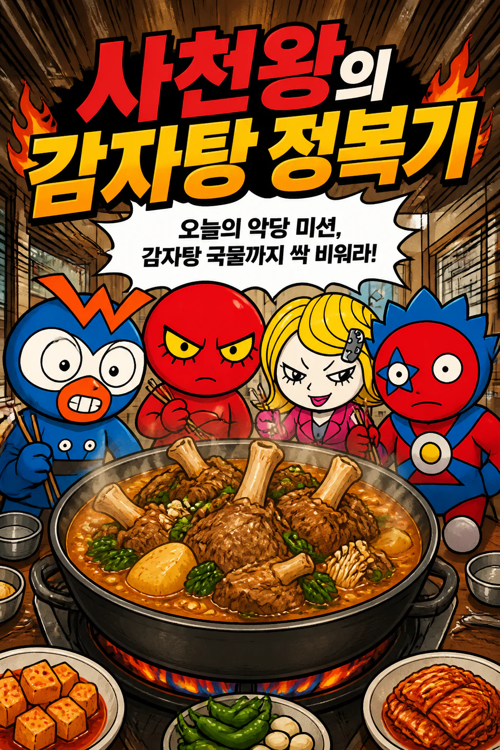 다크맨 사천왕 감자탕을 먹다