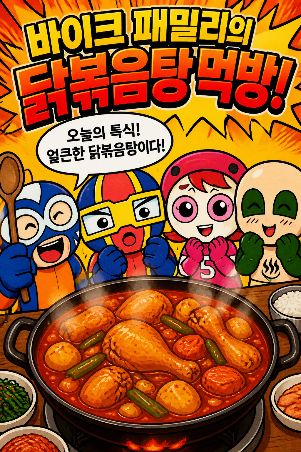 바이크 패밀리 닭볶음탕을 먹다