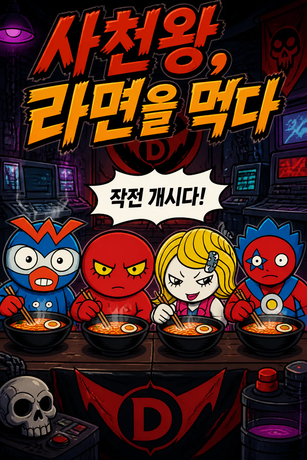 다크맨 사천왕 라면을 먹다