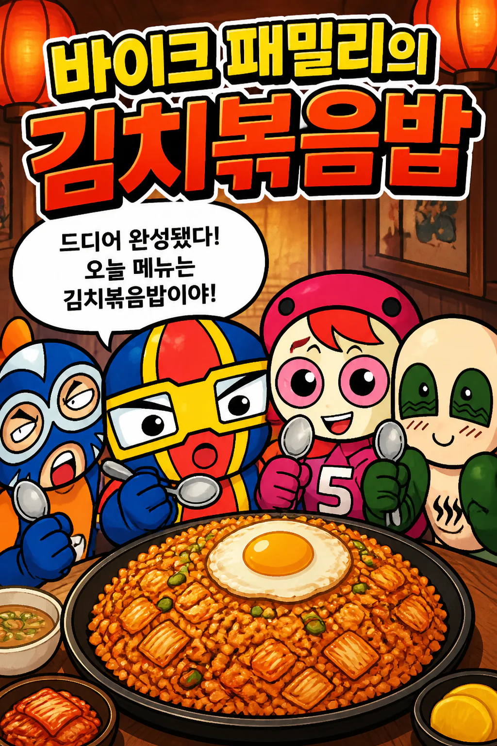 바이크 패밀리 김치볶음밥을 먹다