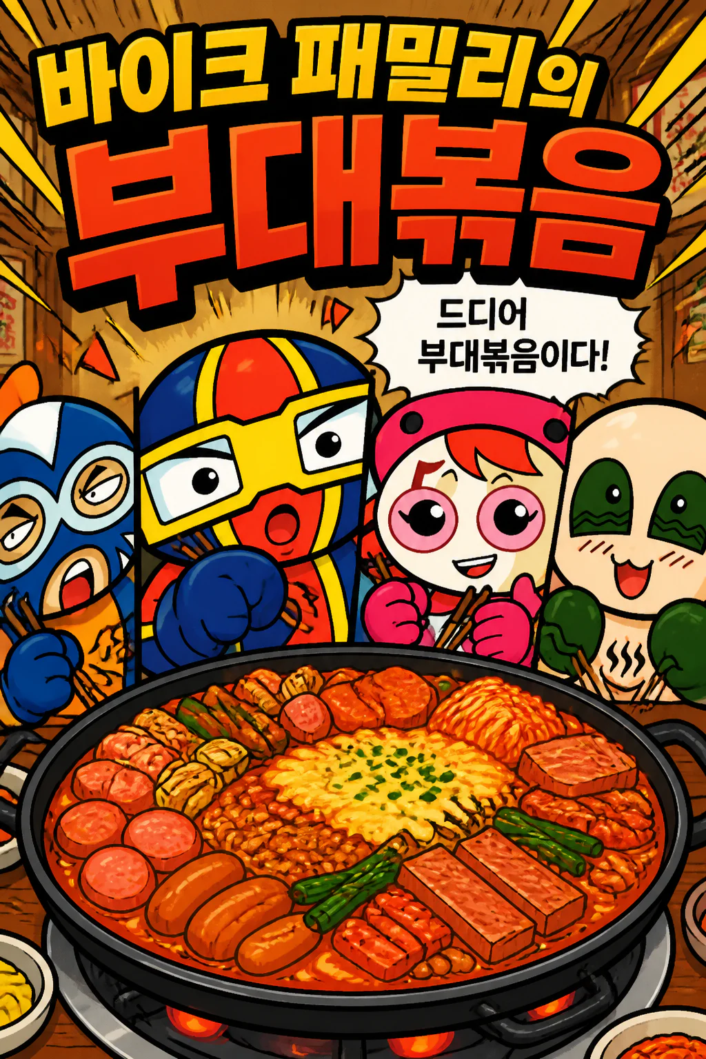 바이크 패밀리 부대볶음을 먹다