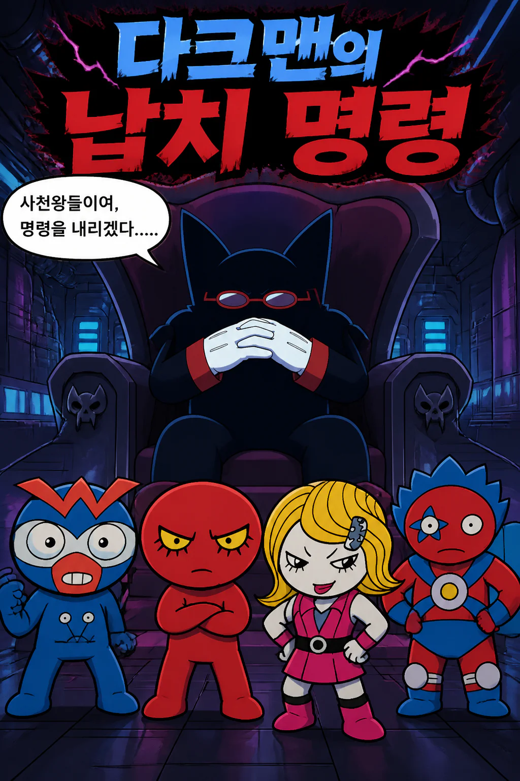 다크맨 다크맨 사천왕에게 뮤직맨을 납치해 자신의 앞에 데려올 것을 명령하다