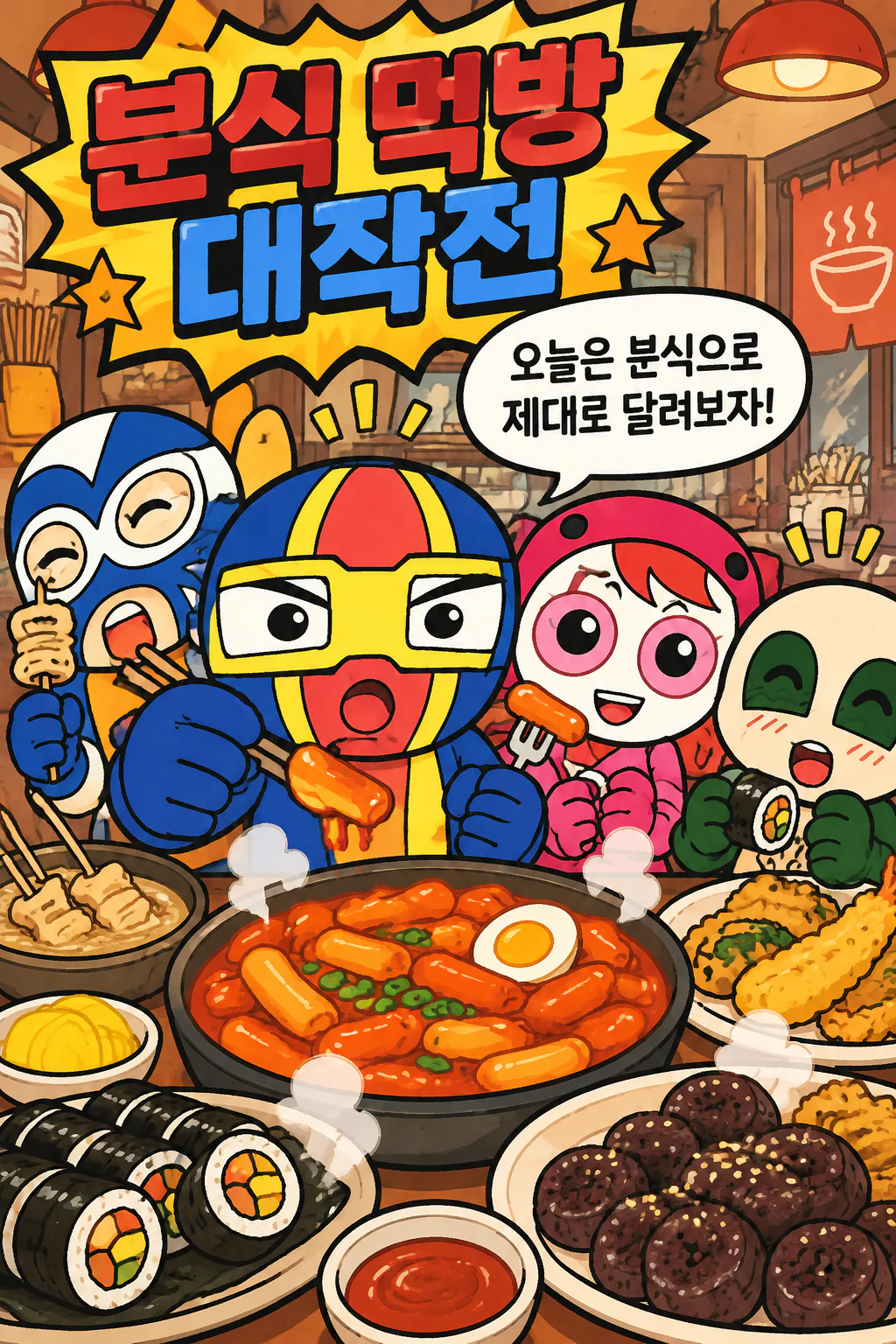 다양한 종류의 분식을 먹다
