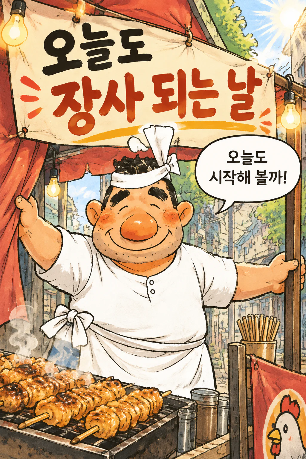 닭꼬치 가게 아저씨의 오늘도 장사 되는 날