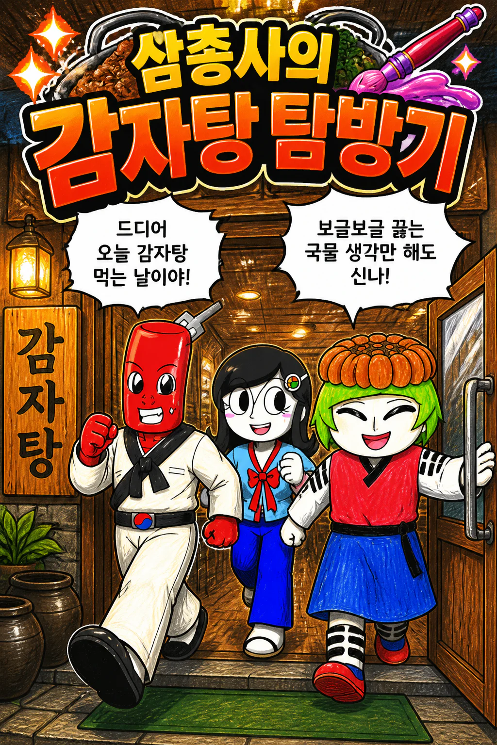 삼총사 감자탕을 먹다
