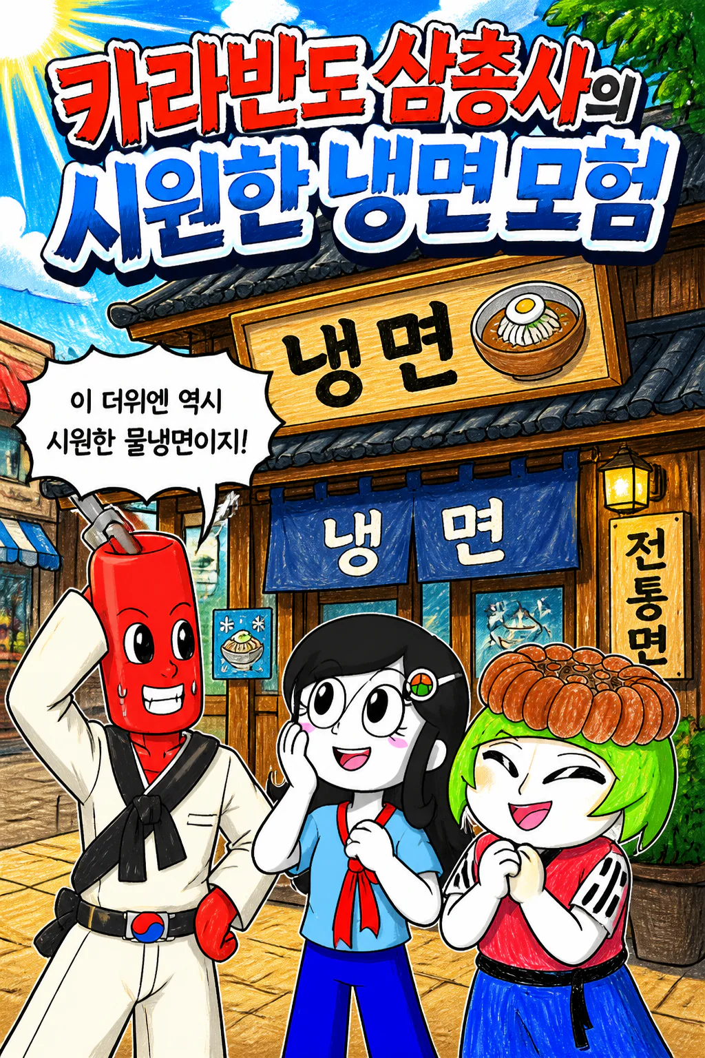 카라반도 삼총사 냉면을 먹다
