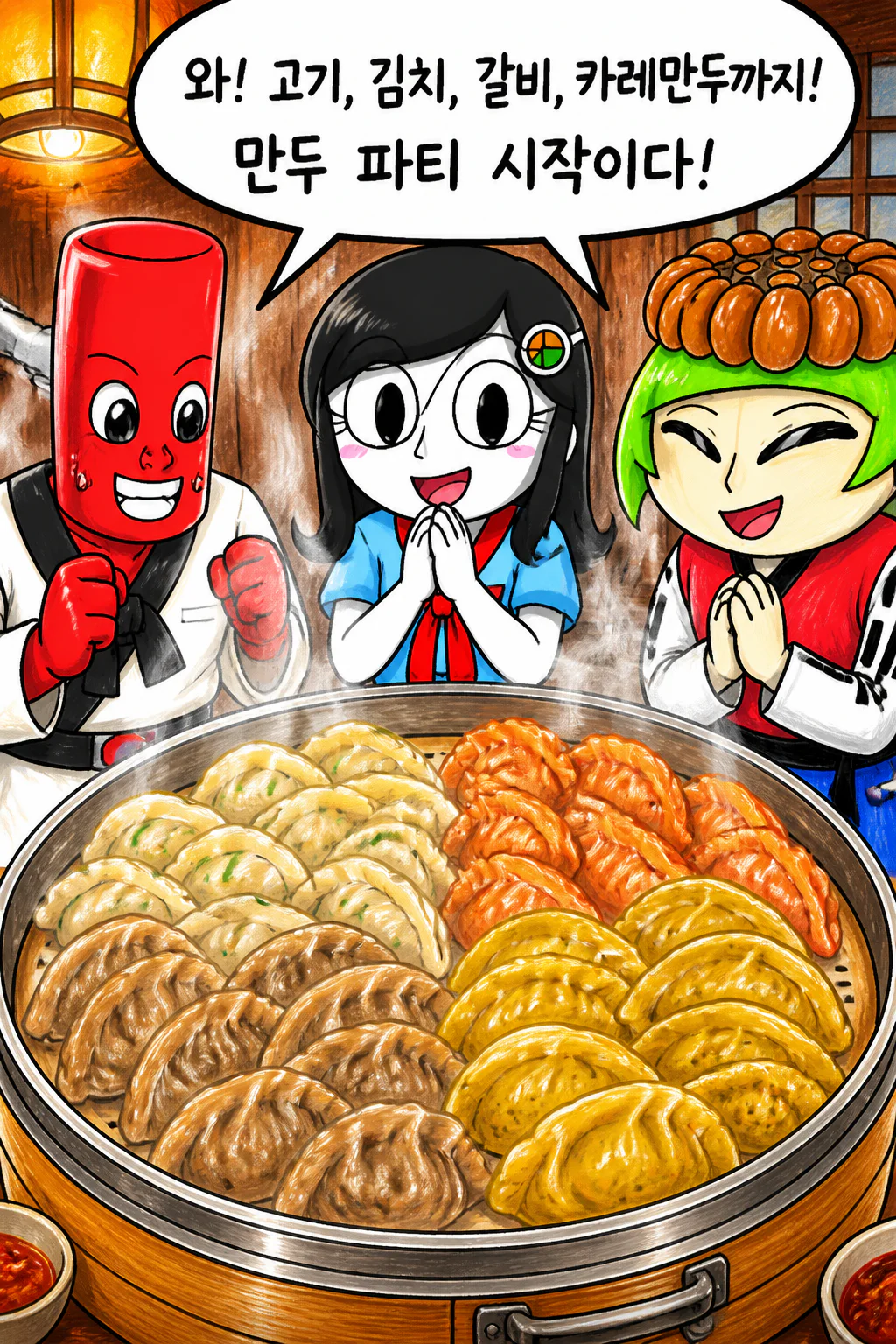 카라반도 삼총사 만두를 먹다