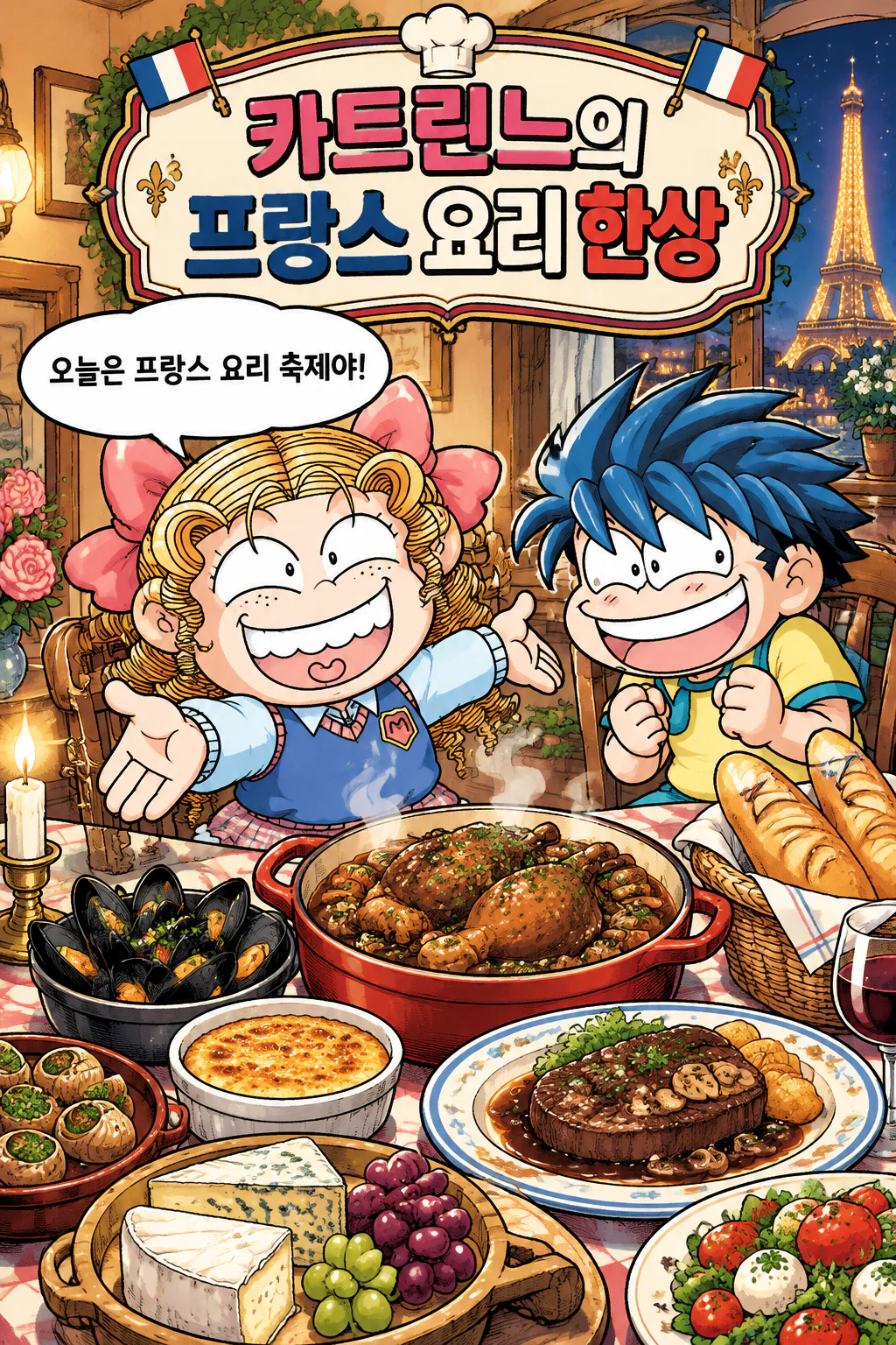 카트린느 지팡이에게 다양한 프랑스 요리를 대접하다