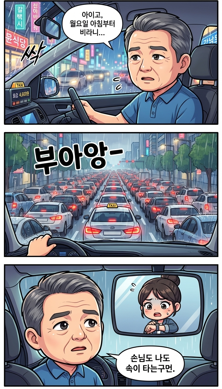 [운행일지] 빗길 월요일, 라디오가 다 했네
