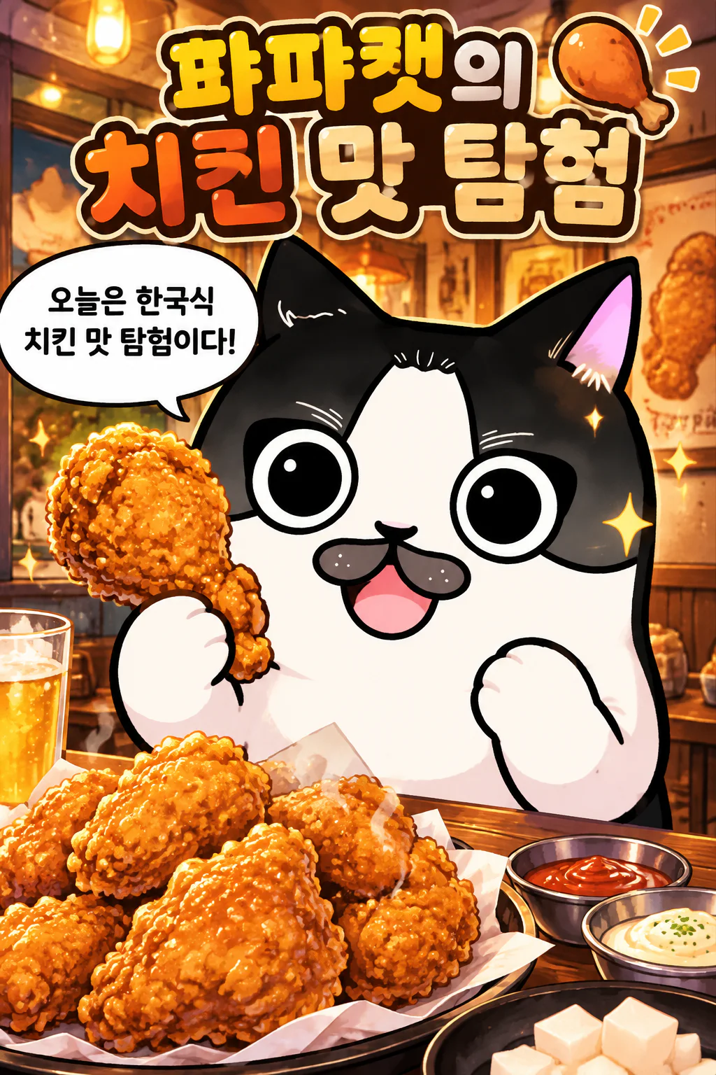 퍄퍄캣 다양한 맛의 한국식 치킨을 먹다