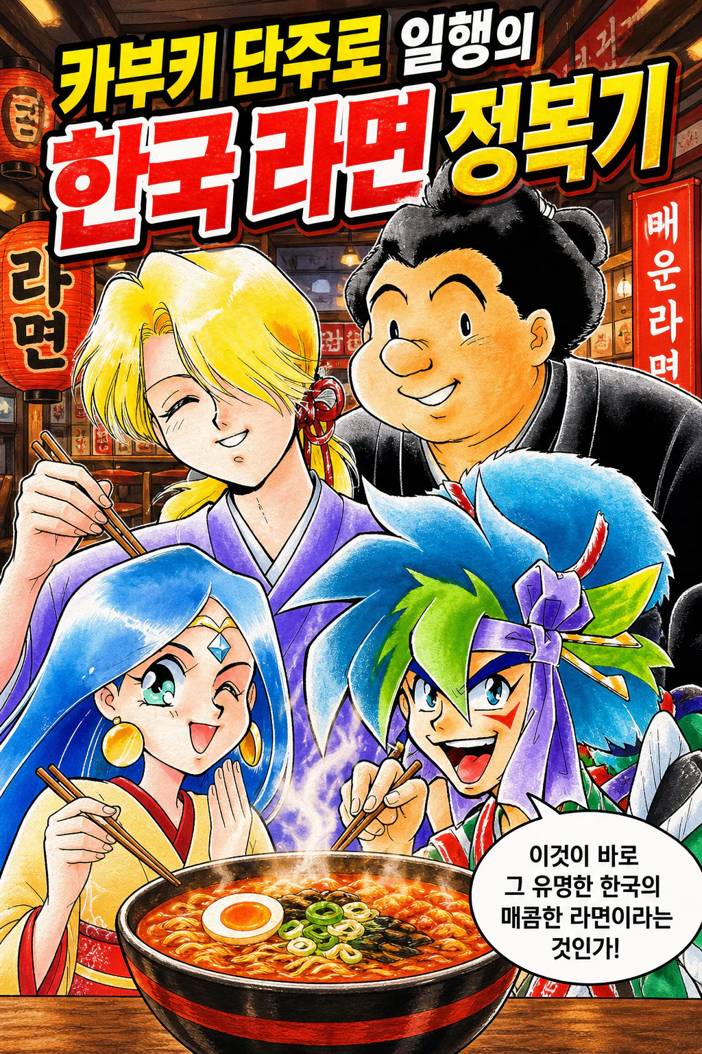 카부키 일행 라면을 맛보다