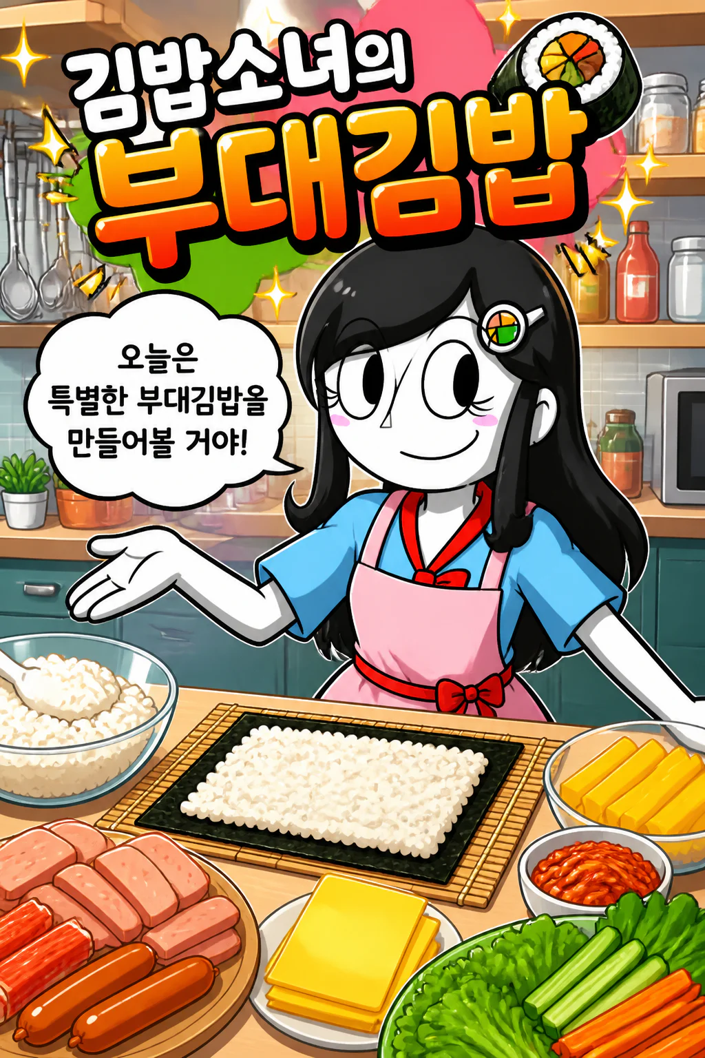 김밥소녀 부대 김밥을 만들다