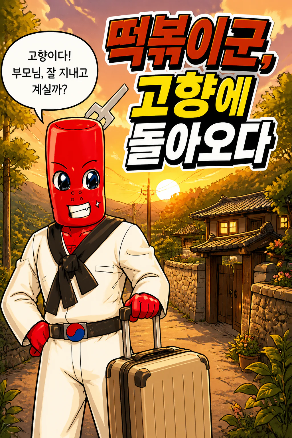 떡볶이군 고향에 있는 부모님을 만나다