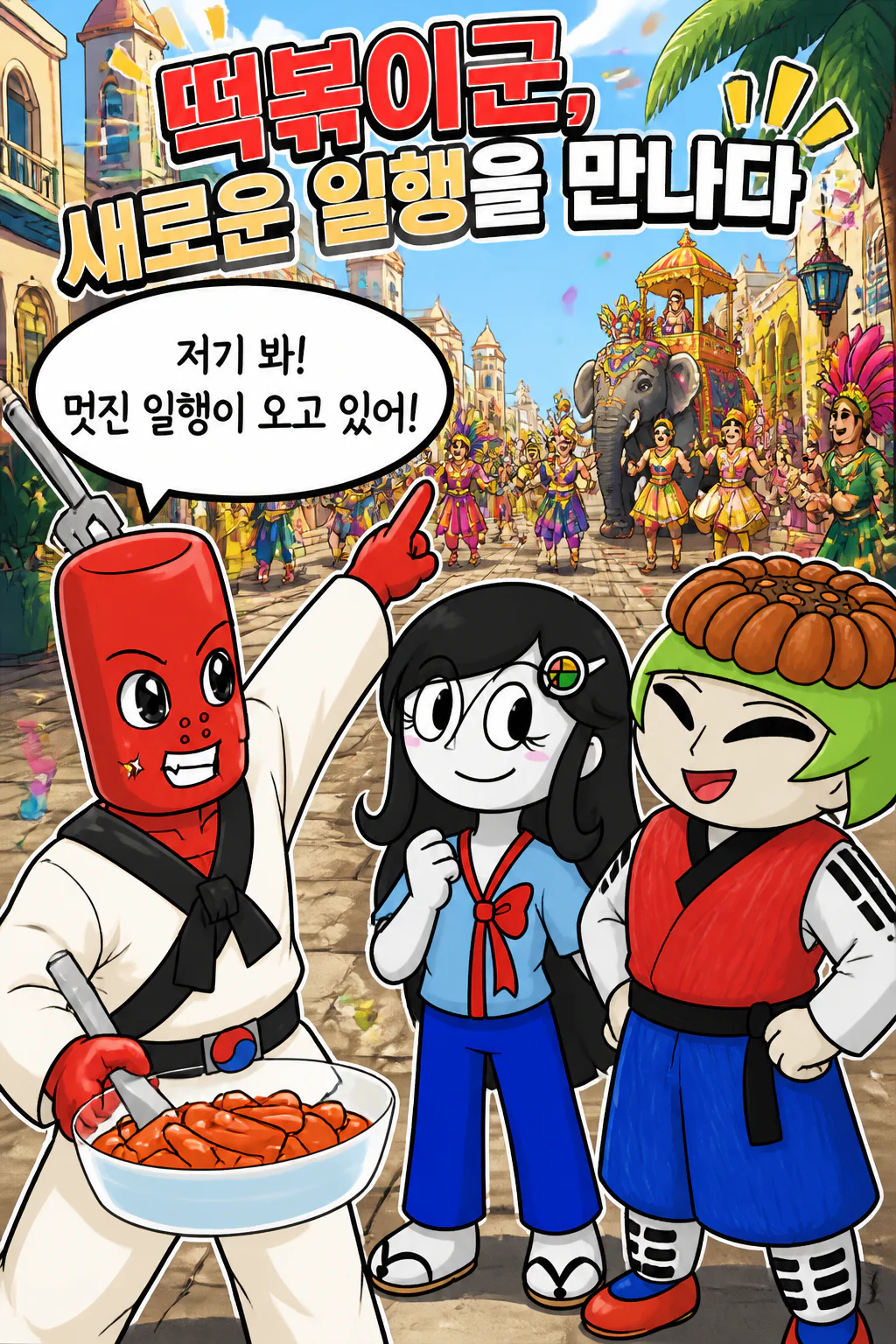 정의의 트리오 카부키 단주로 일행을 만나다