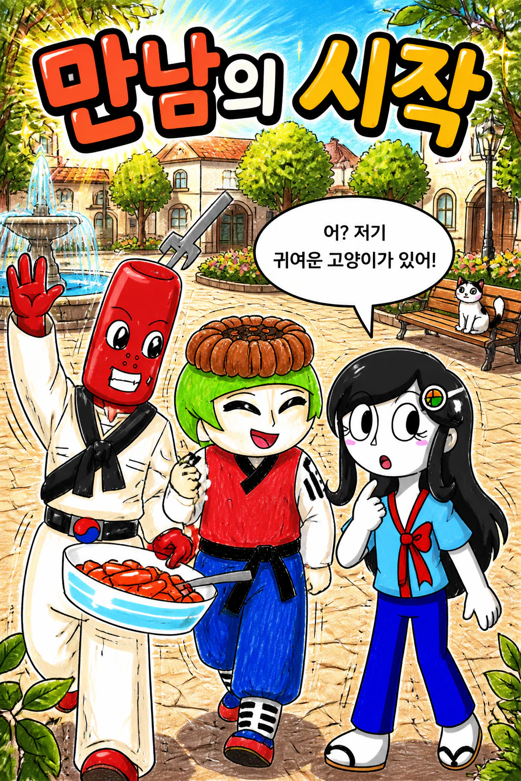 정의의 트리오 젠냥이를 만나다