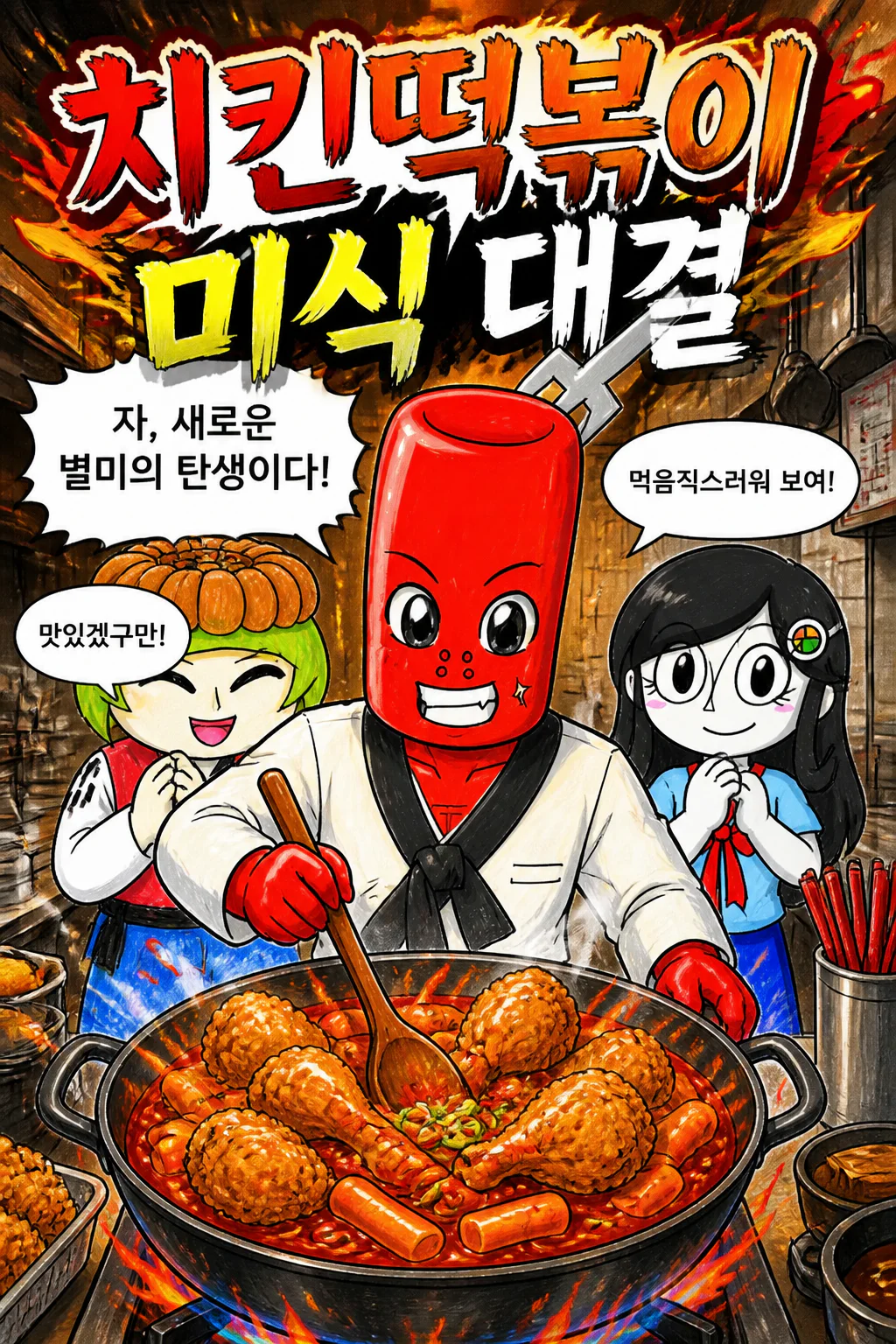 정의의 트리오 제육떡볶이와 치킨떡볶이를 맛보다