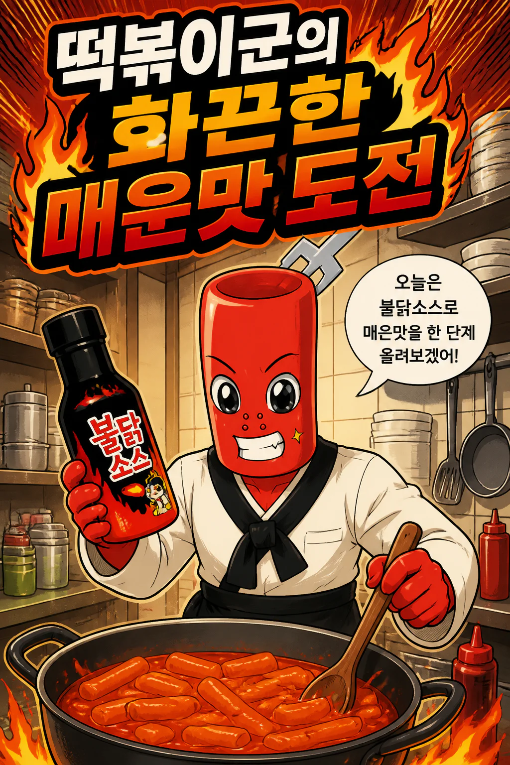 떡볶이군 불닭소스를 응용한 매운 떡볶이를 만들다
