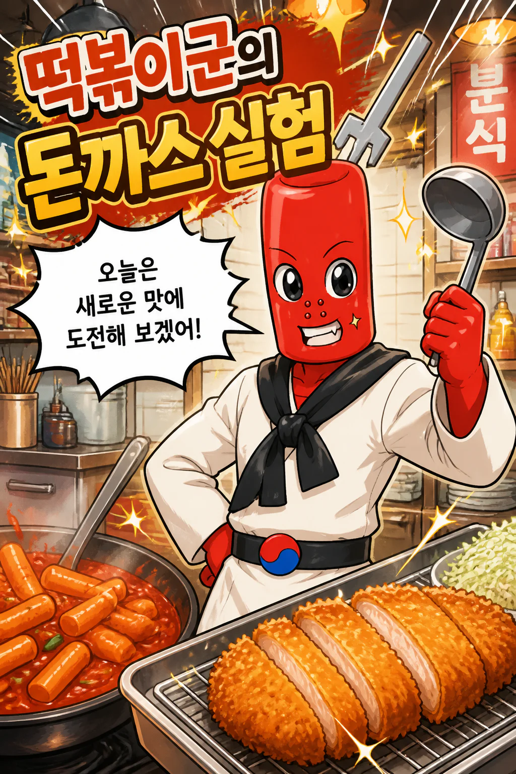 떡볶이군 돈까스 떡볶이를 만들다