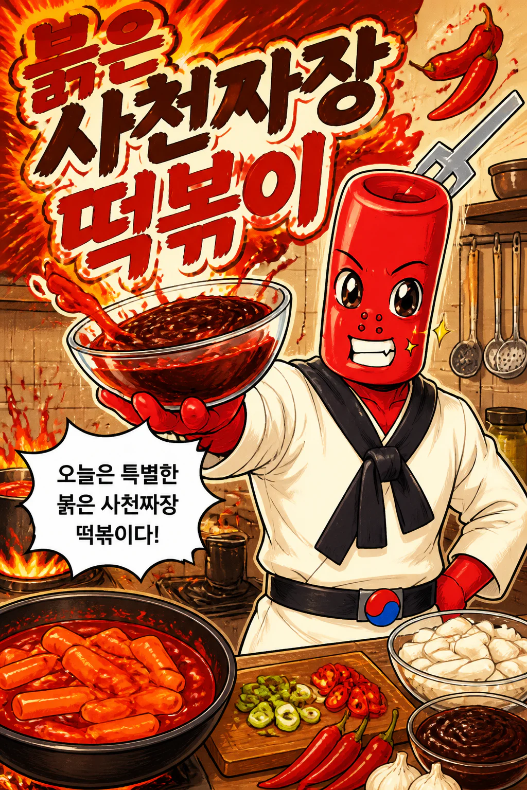 떡볶이군 사천짜장 떡볶이를 만들다