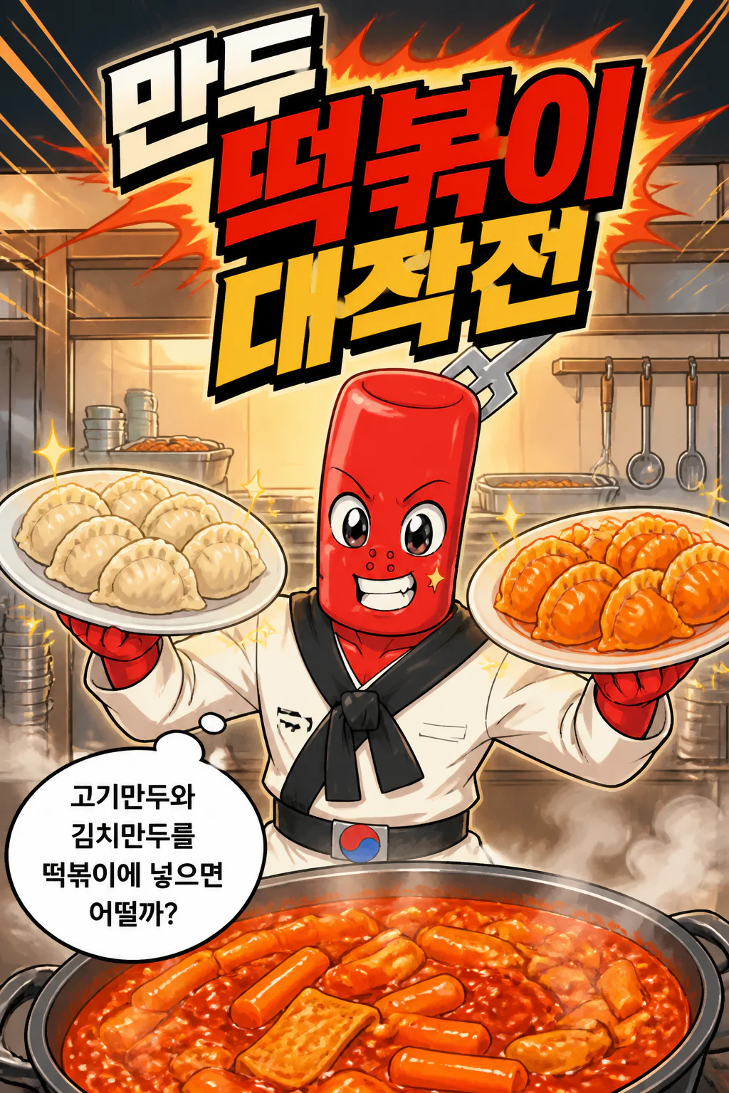 떡볶이군 떡볶이에 만두를 넣을 생각을 하다