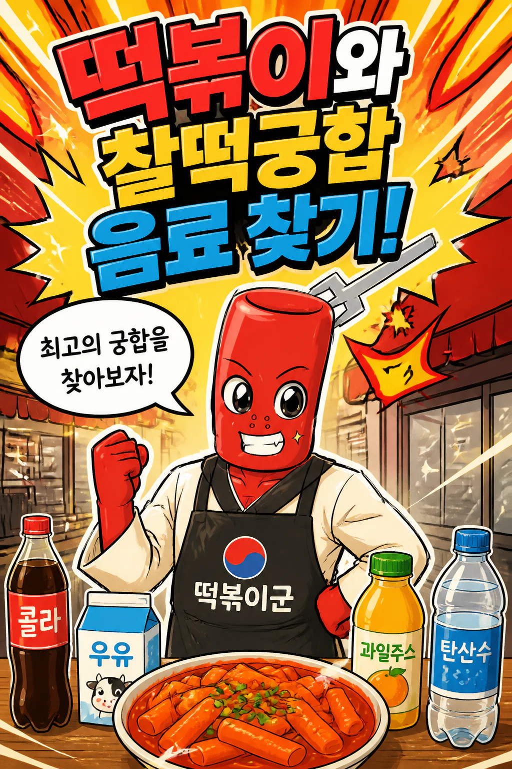 떡볶이와 어울리는 음료를 찾아라!