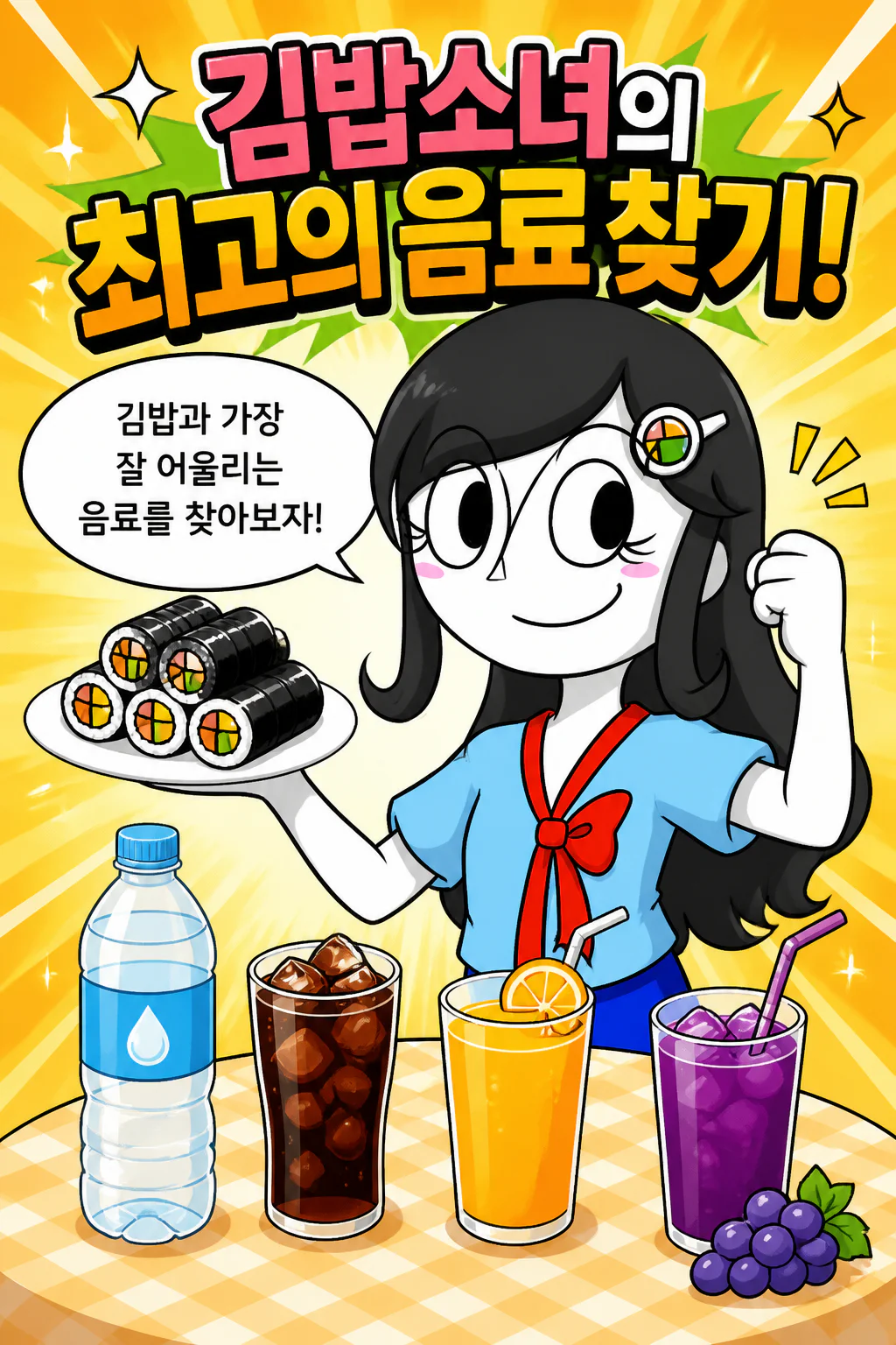 김밥과 어울리는 음료를 찾아라!