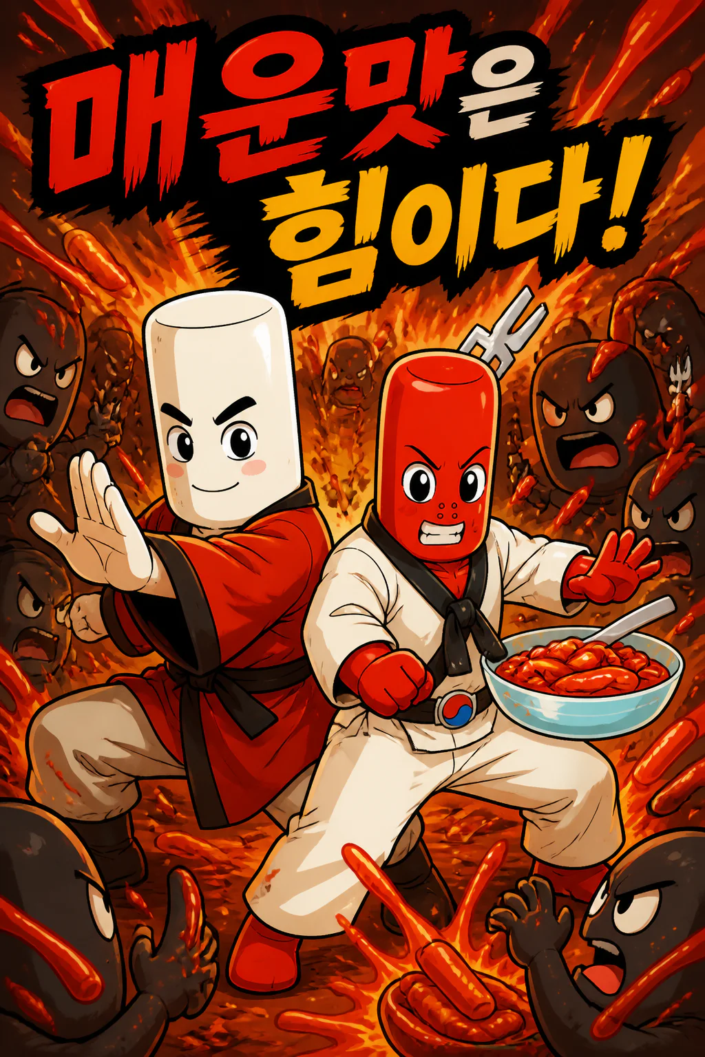 가래떡맨 아들에게 매운맛을 두려워하지 말라 가르치다