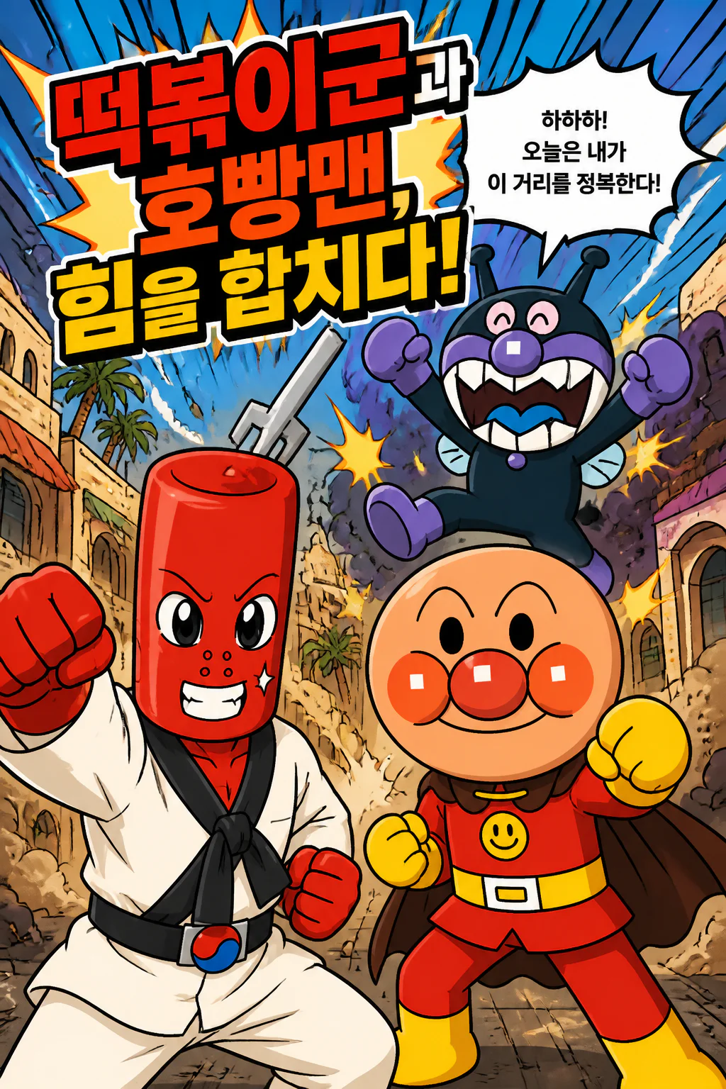 떡볶이군 호빵맨과 함께 세균맨을 격퇴하다