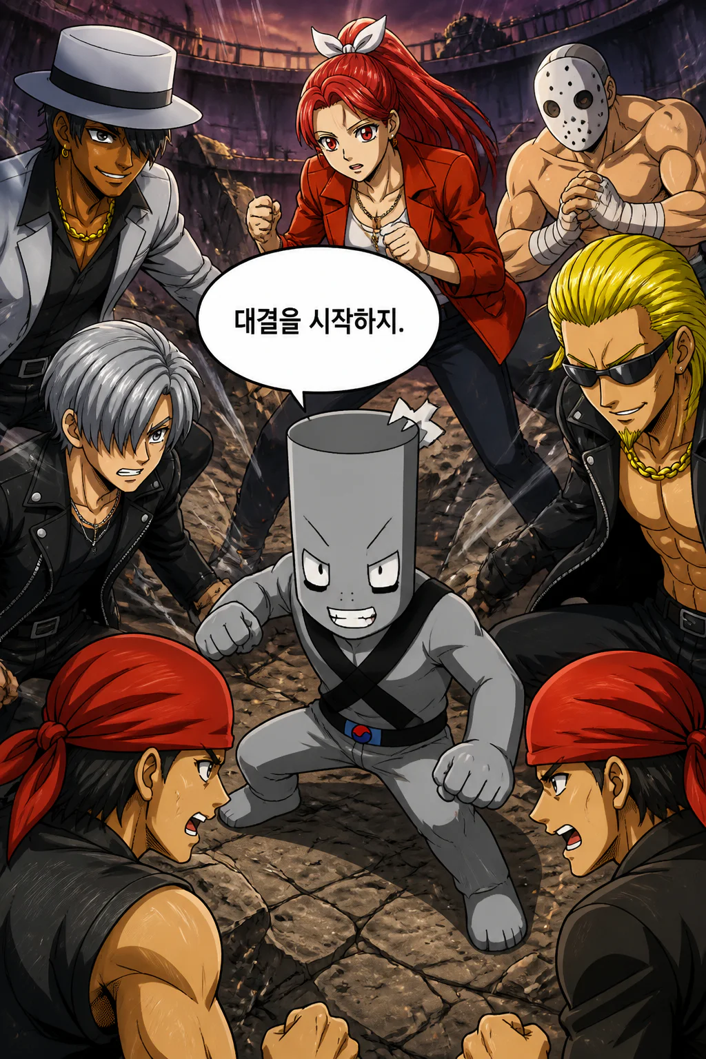 블랙 떡볶이군 관동사자연합 멤버들을 상대로 승리하다