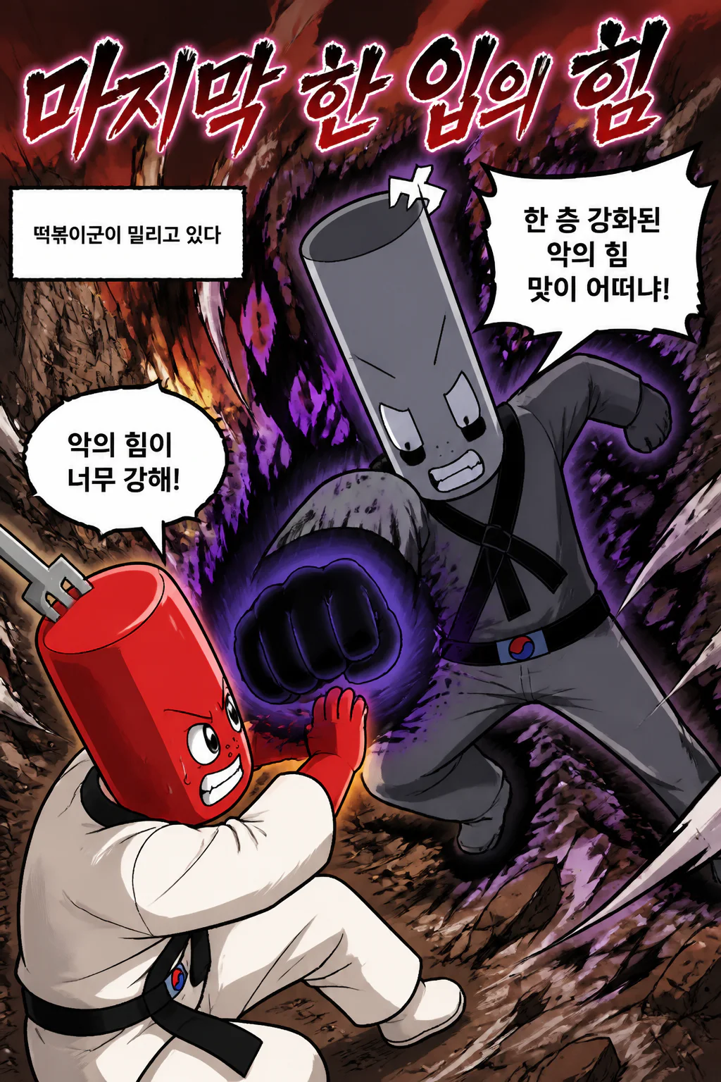 떡볶이군 블랙 떡볶이군에 다시 승리하다