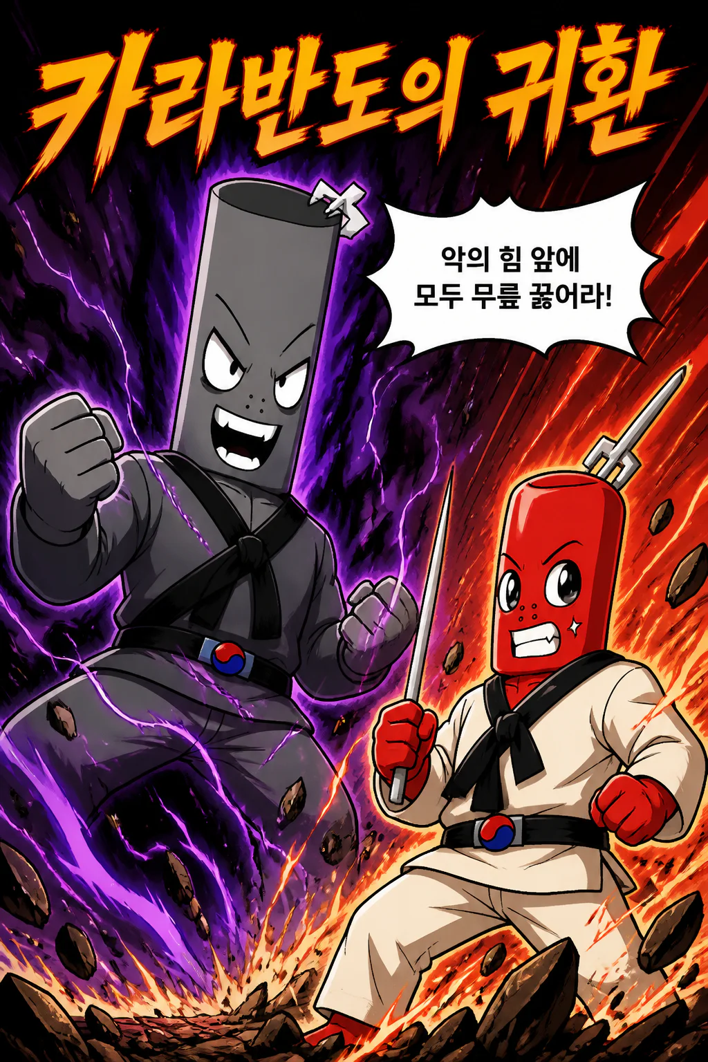 떡볶이군 블랙 떡볶이군을 이기고 카라반도로 돌아오다