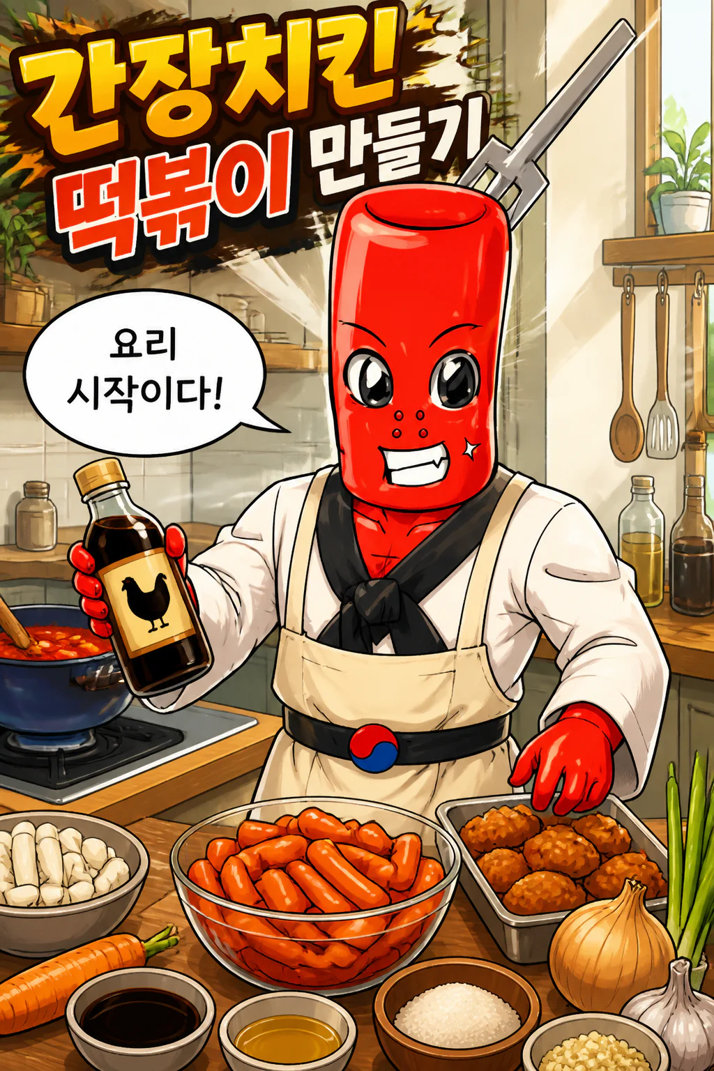 떡볶이군 간장 베이스 소스의 간장치킨 떡볶이를 만들다