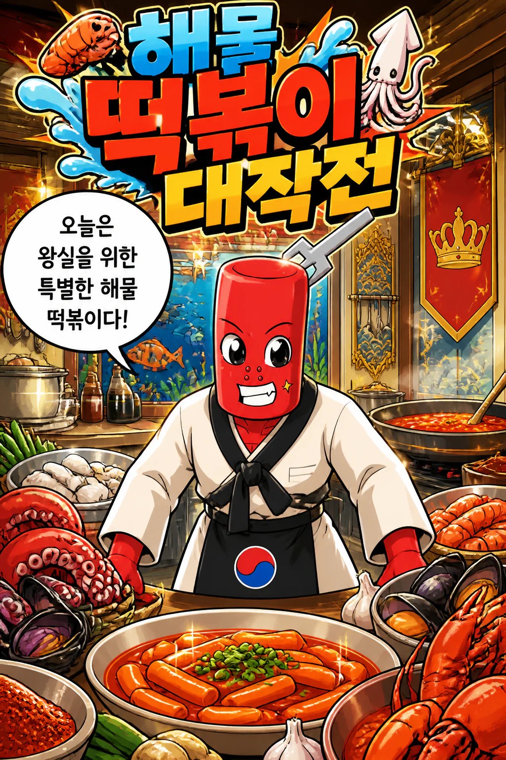 떡볶이군 롤초밥소녀와 초밥 나라 왕실을 위해 해물 떡볶이를 만들다