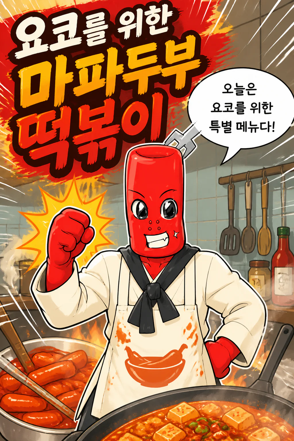 떡볶이군 요코를 위해 마파두부 떡볶이를 만들다